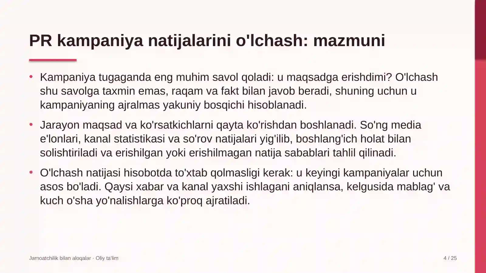 Korxonalarning yuridik xizmatlarida o'tkazilgan PR kampaniya natijalarini o'lchash 4
