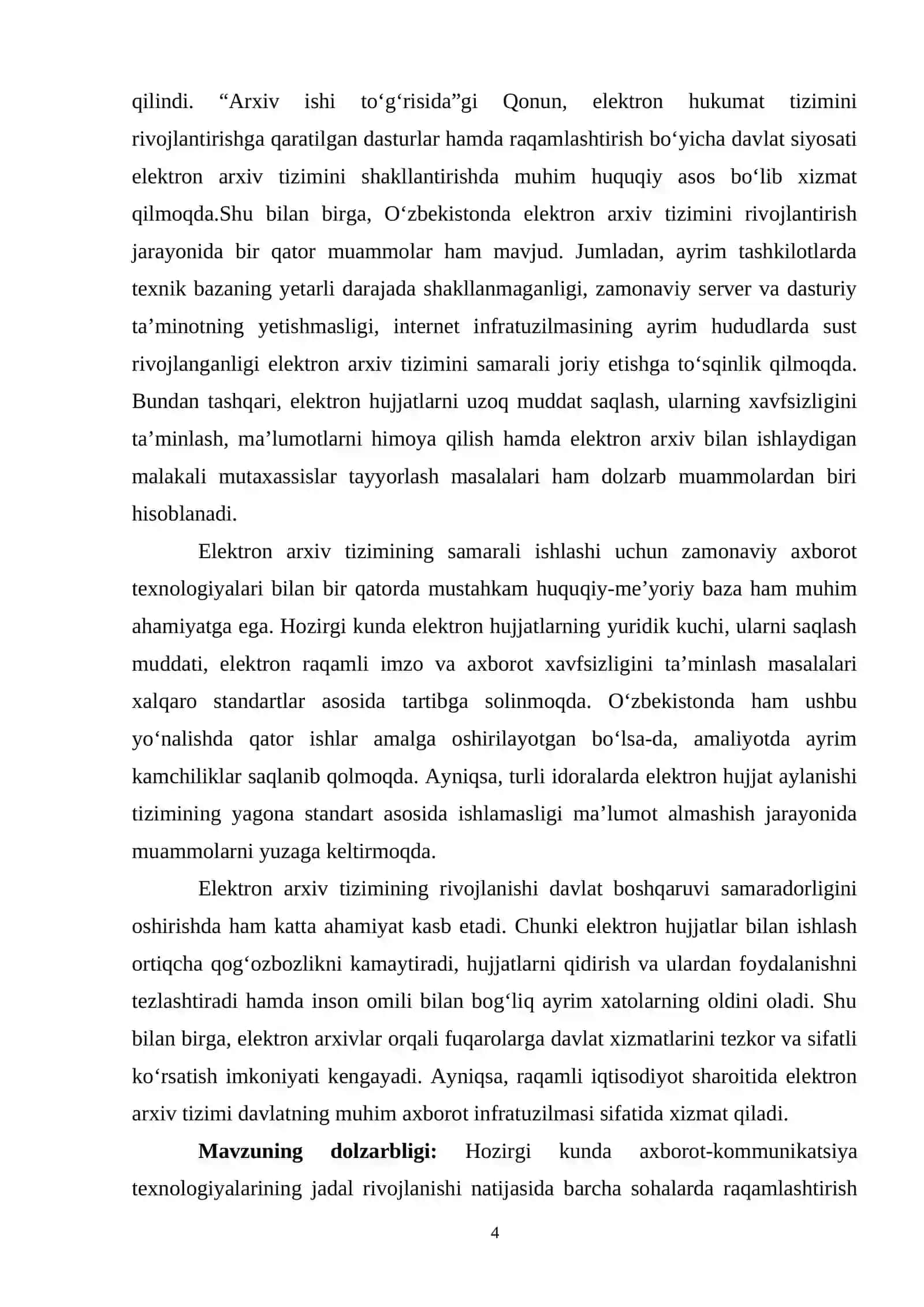 Oʻzbekistonda elektron arxiv tizimini rivojlantrish momolari. 4