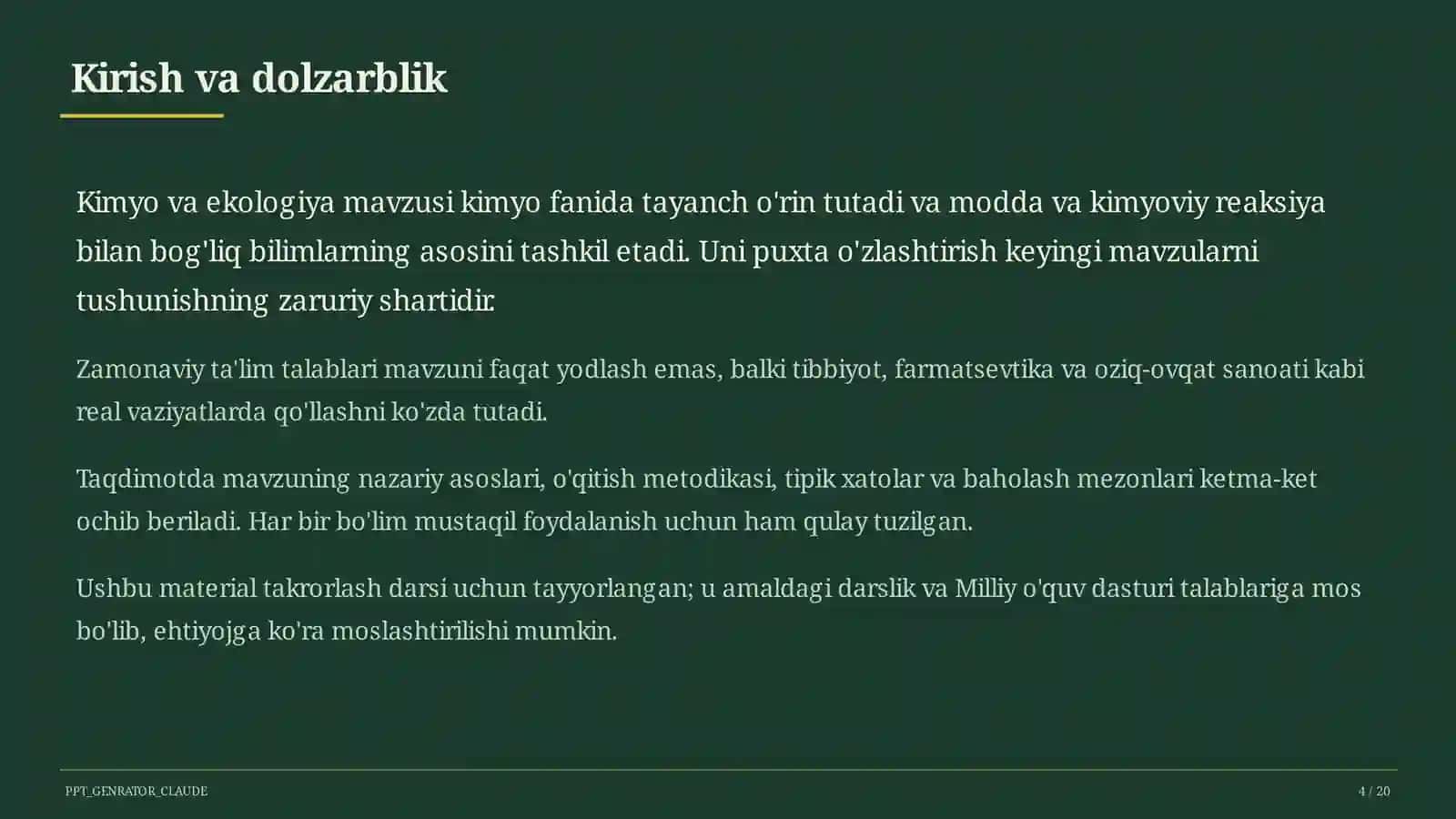 Kimyo va ekologiya (11-sinf) 4