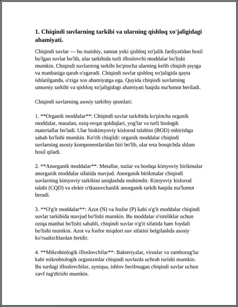 YOMGIRLATIB, TOMCHILATIB VA TUPROQ ORASIDAN SUGORISHLARDA CHIQINDI SUVLARDAN FOYDALANISH XUSUSIYATLARI 4