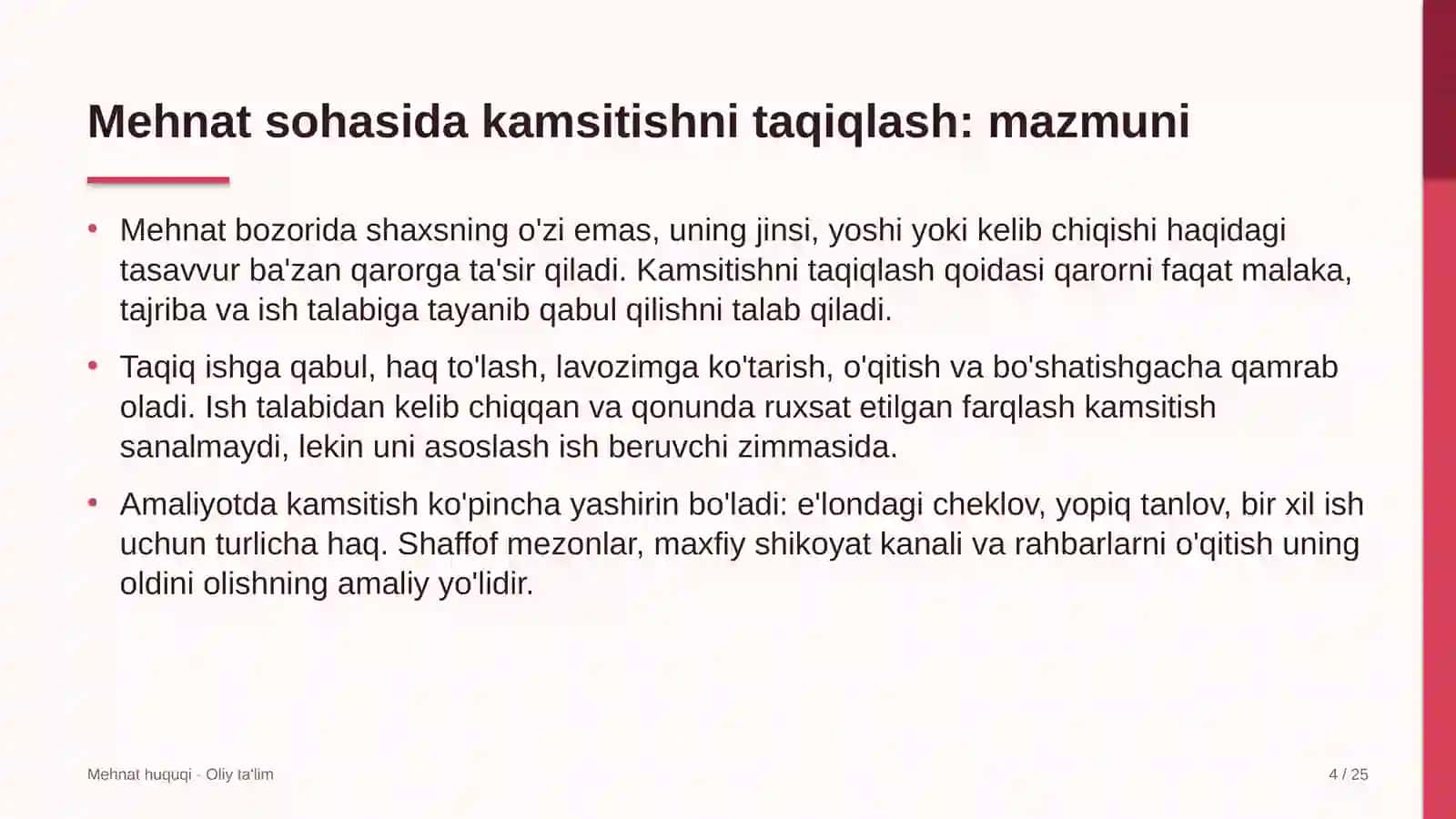 Diagnostika markazlarida mehnat sohasida kamsitishni taqiqlash 4