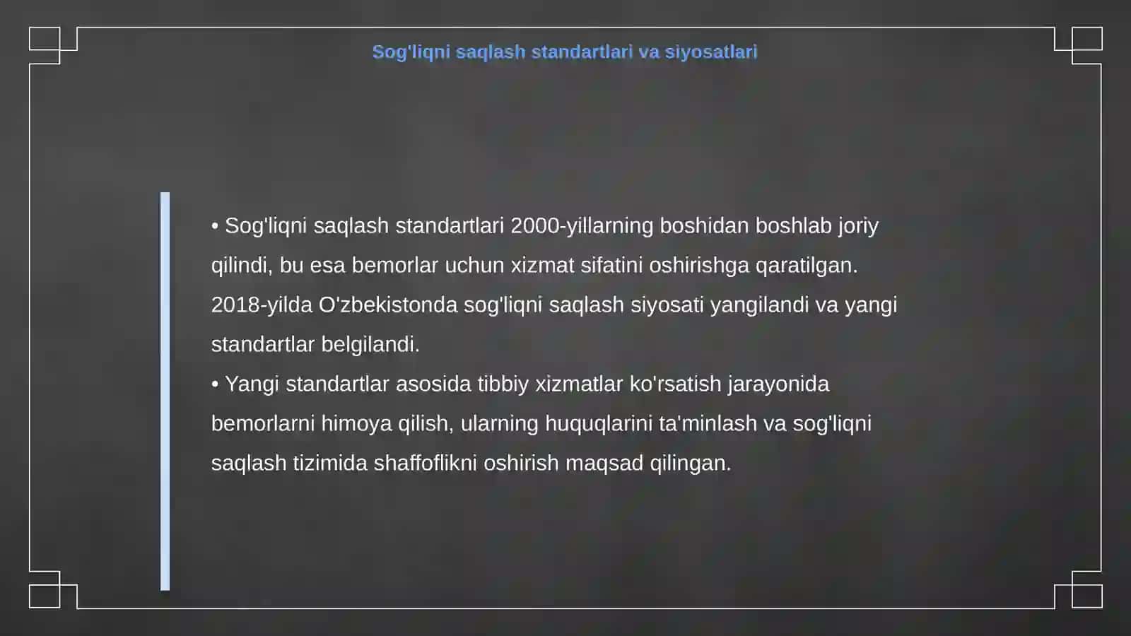 Sog'liqni saqlash tizimida amalga oshirilgan ishlar sog'liqni saqlash tarixi 4