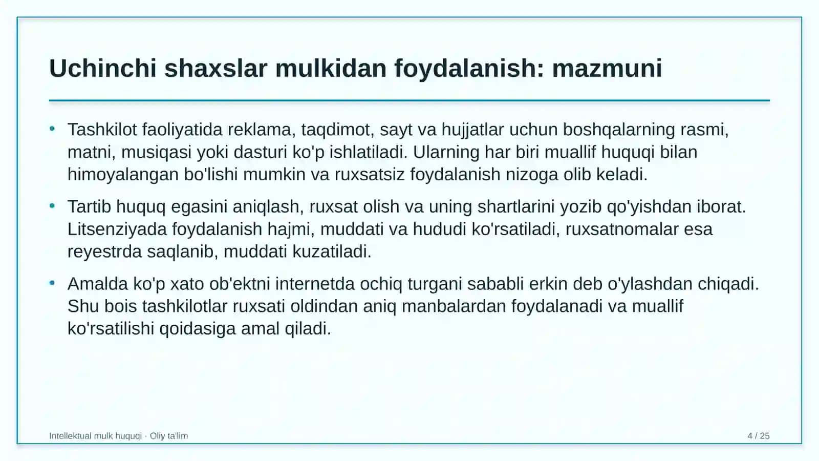 xususiy universitetlarda uchinchi shaxslar intellektual mulkidan foydalanishni tartibga solish 8194 4