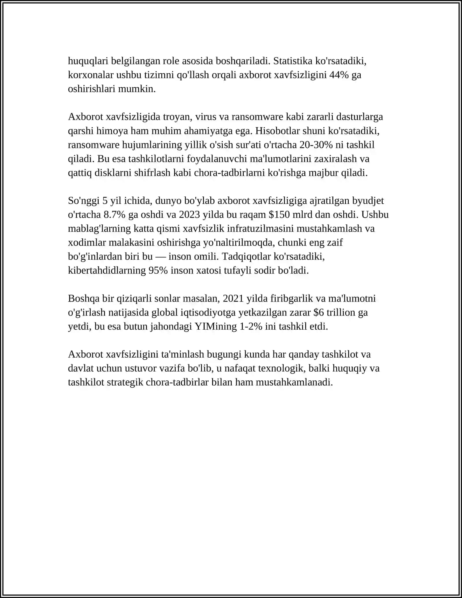 AXBOROT XAVFSIZLIGI. AXBOROTLARGA BOʻLGAN XAVF XATARLAR. KOMPYUTER VIRUSLARI 4