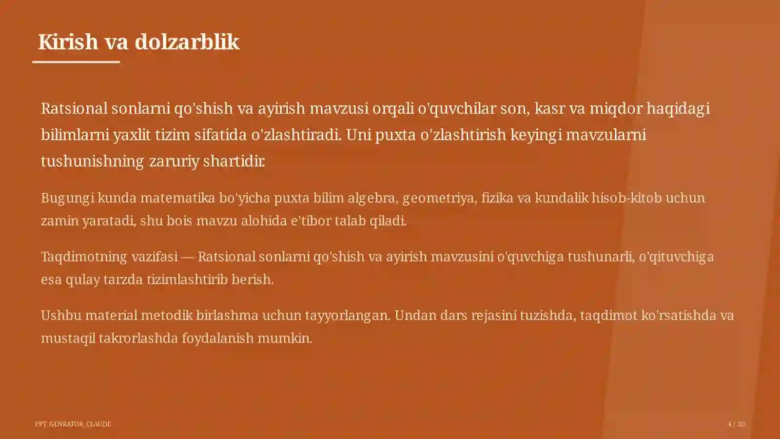 Ratsional sonlarni qo'shish va ayirish (6-sinf) 4