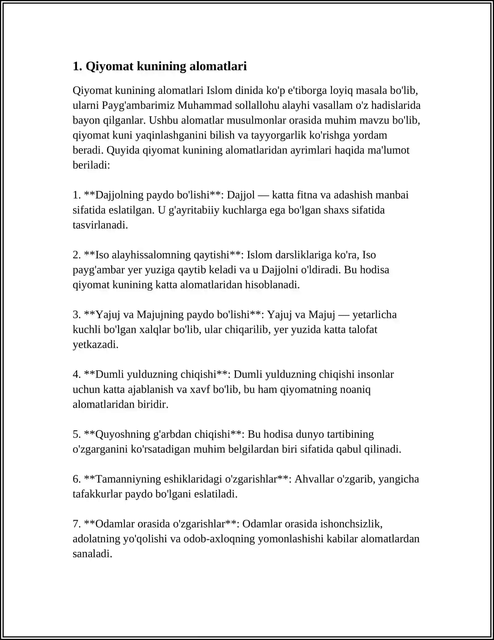 ESXATOLOGIYANING MOHGIYATI: QIYOMAT VA OXIRAT DUNYOSI 4