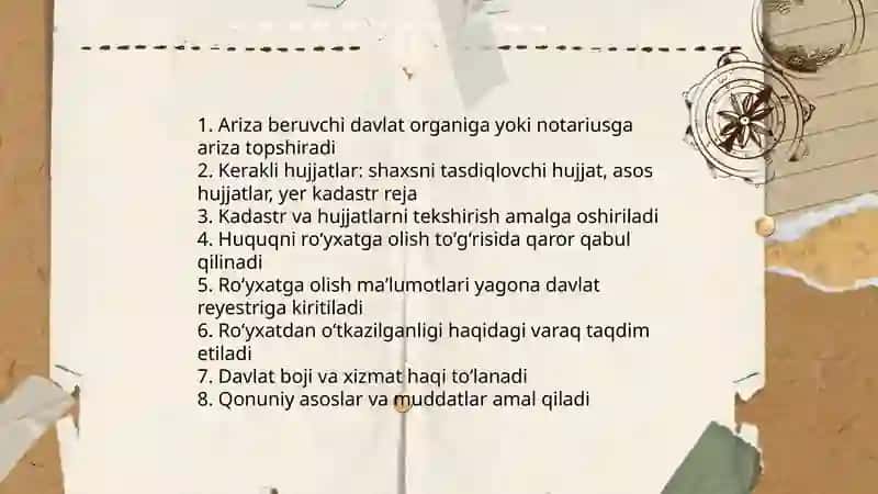 Yer uchastkalariga boʻlgan huquqlarni davlat roʻyxatidan oʻtkazish xususiyatlari 4