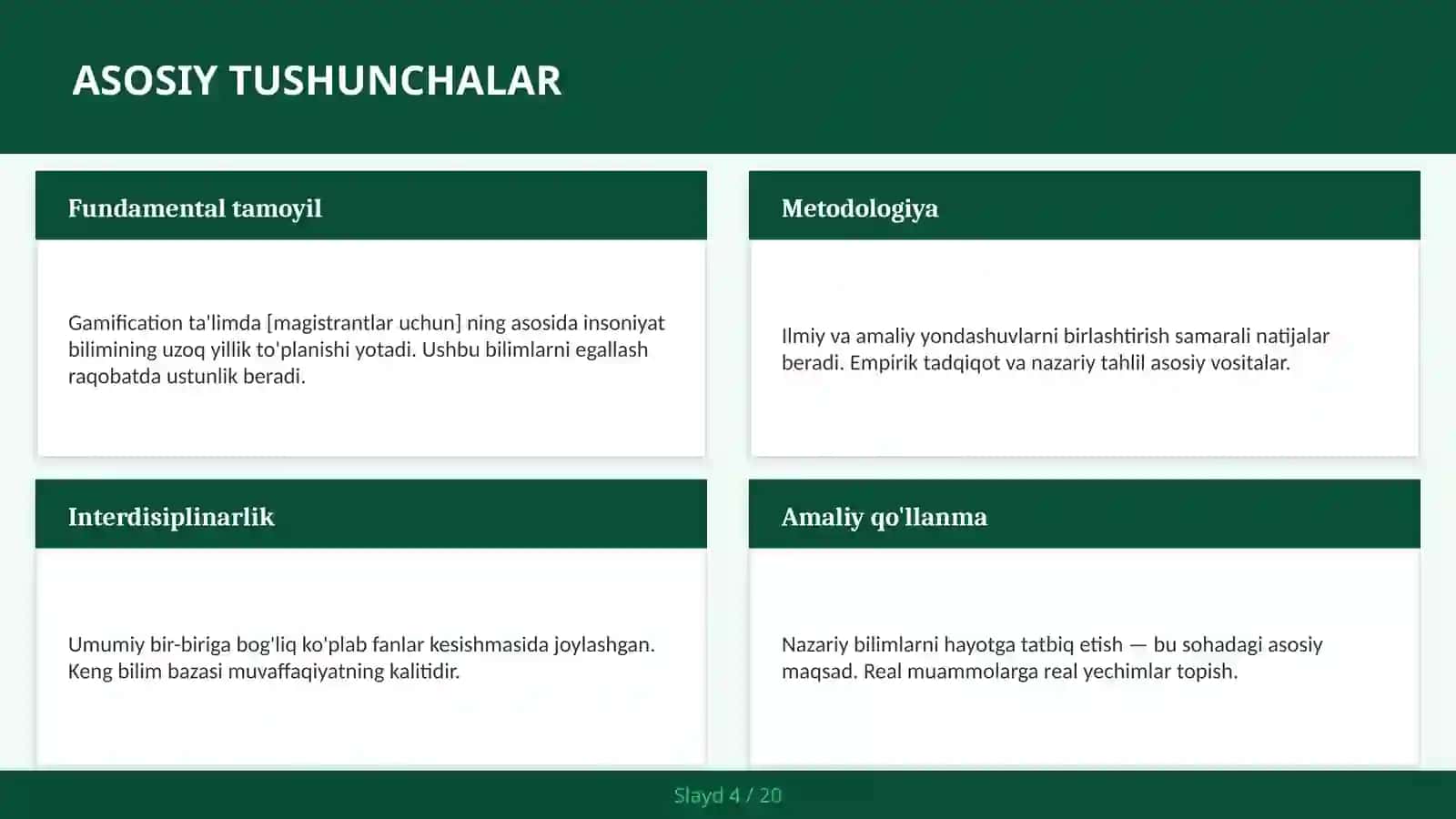 GAMIFICATION TA'LIMDA [MAGISTRANTLAR UCHUN] 4