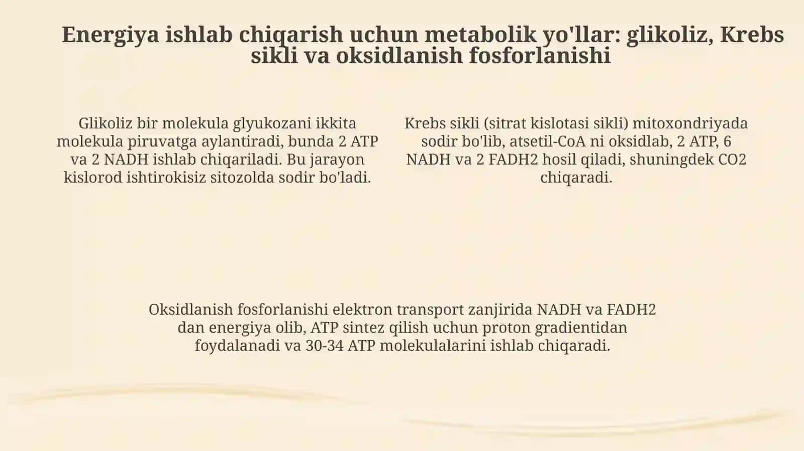 Moddalar almashinuvi: uglevodlar, yog' va oqsil metabolizmi 4