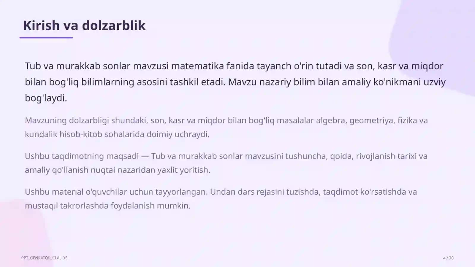 Tub va murakkab sonlar (5-sinf) 4