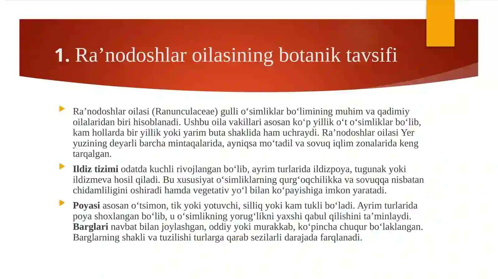 Raʼnodoshlar oilasiga mansub dorivor oʻsimliklar biologiyasi va ekologiyasi 4