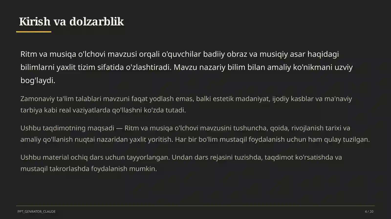 Ritm va musiqa o'lchovi (3-sinf) 4