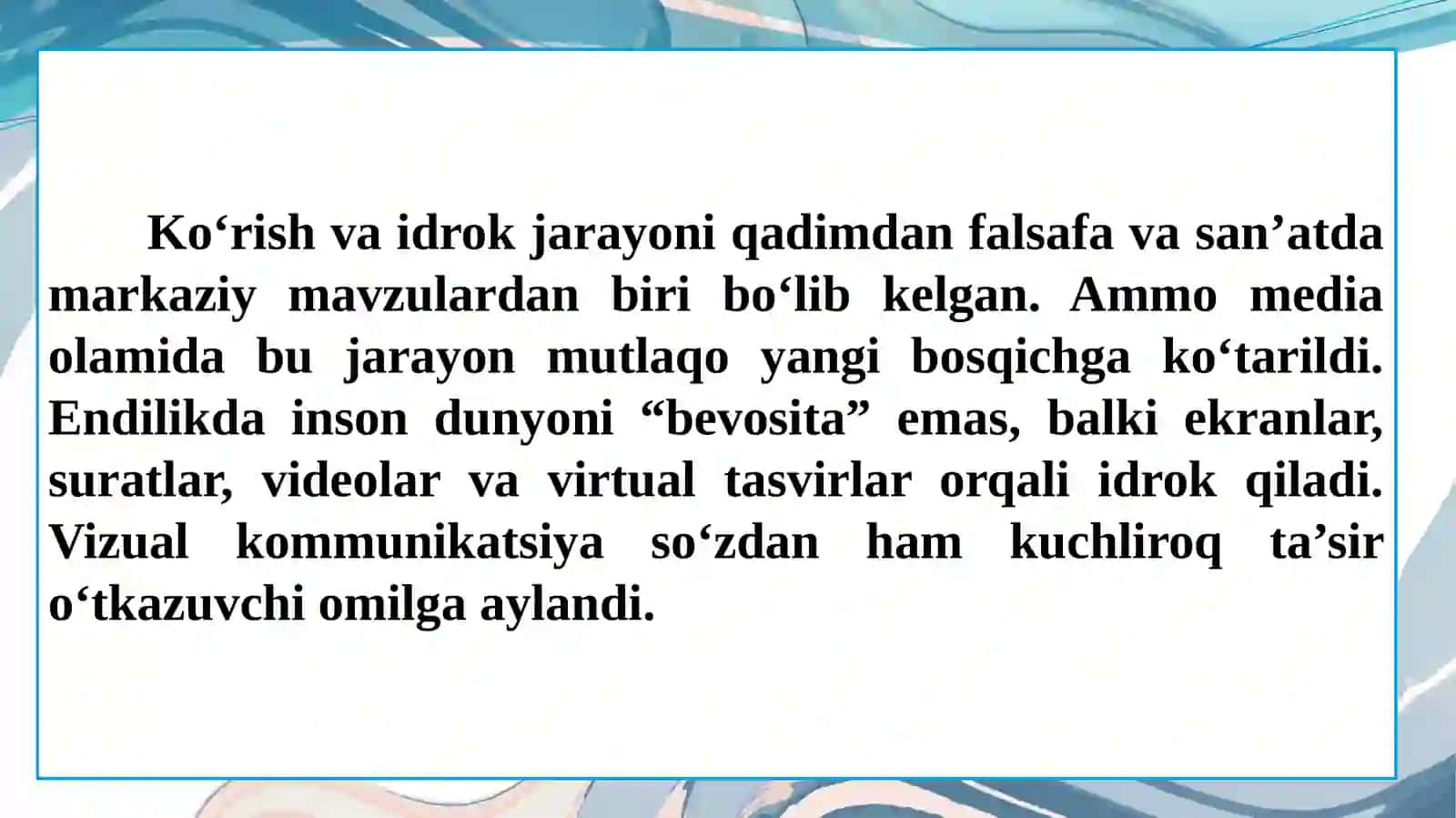 Jamiyat axborotlashuvining falsafiy asoslari. Jamiyatni axborotlashtirish jarayonlari.mak 4