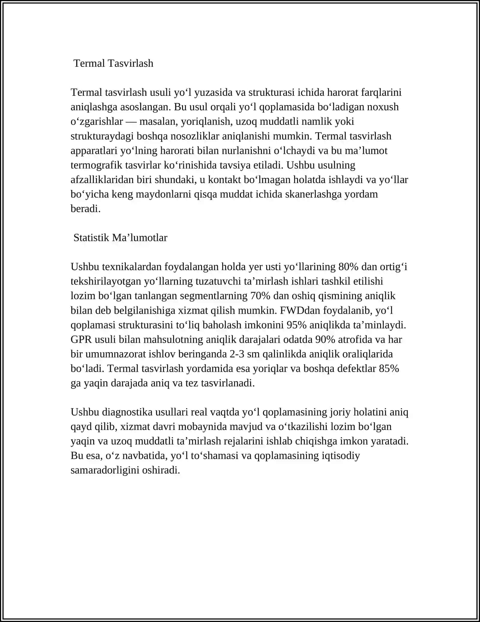Yoʻl Toʻshamasi va Qoplamasini Regeneratsiya Qilishning Zamonaviy Usullari Referat 4