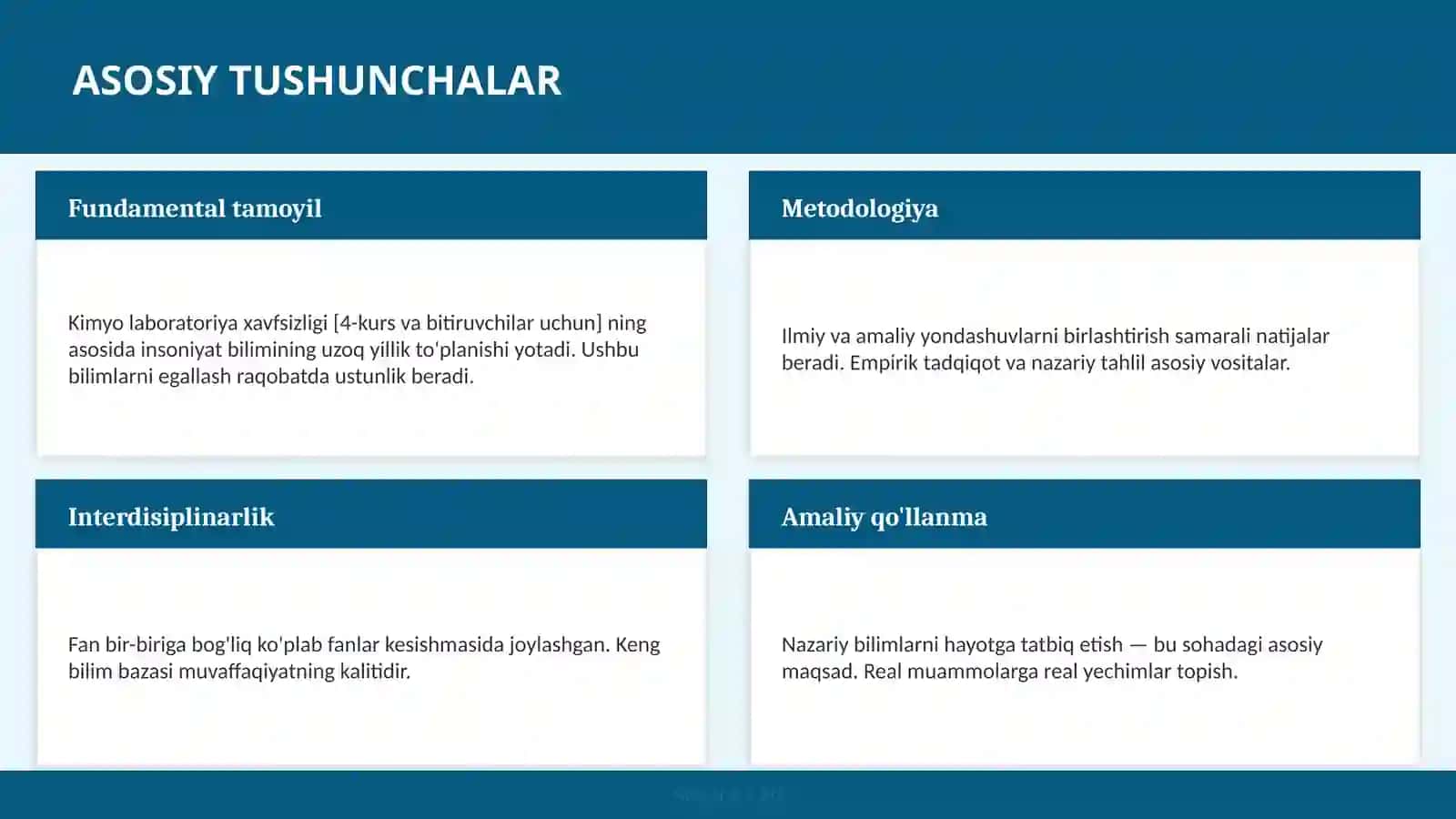 Kimyo laboratoriya xavfsizligi [4-kurs va bitiruvchilar uchun] 4