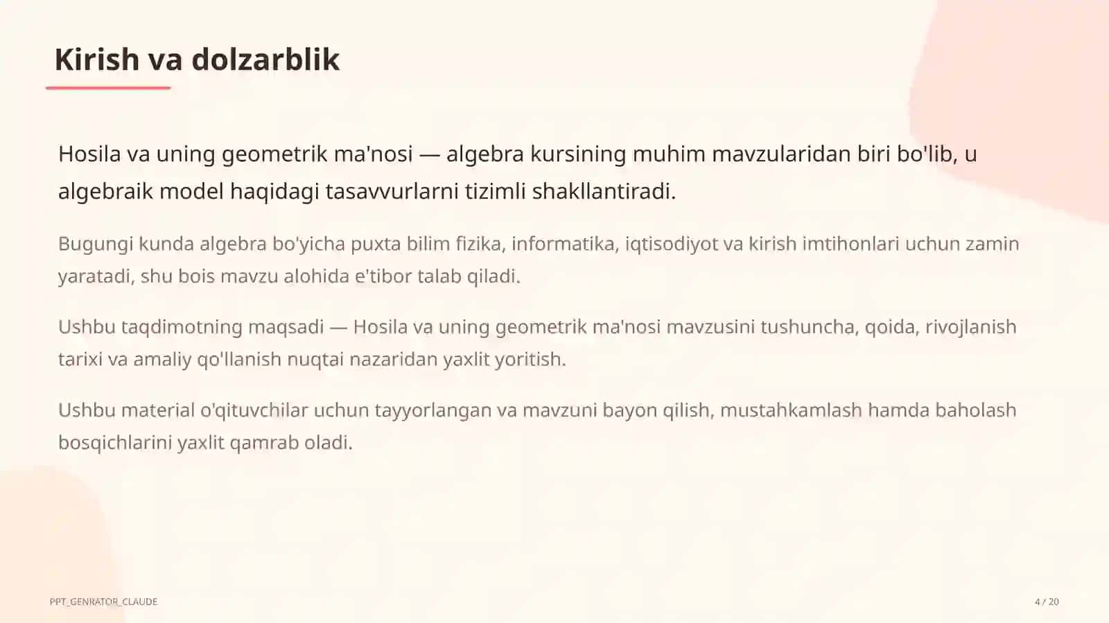 Hosila va uning geometrik ma'nosi (11-sinf) 4