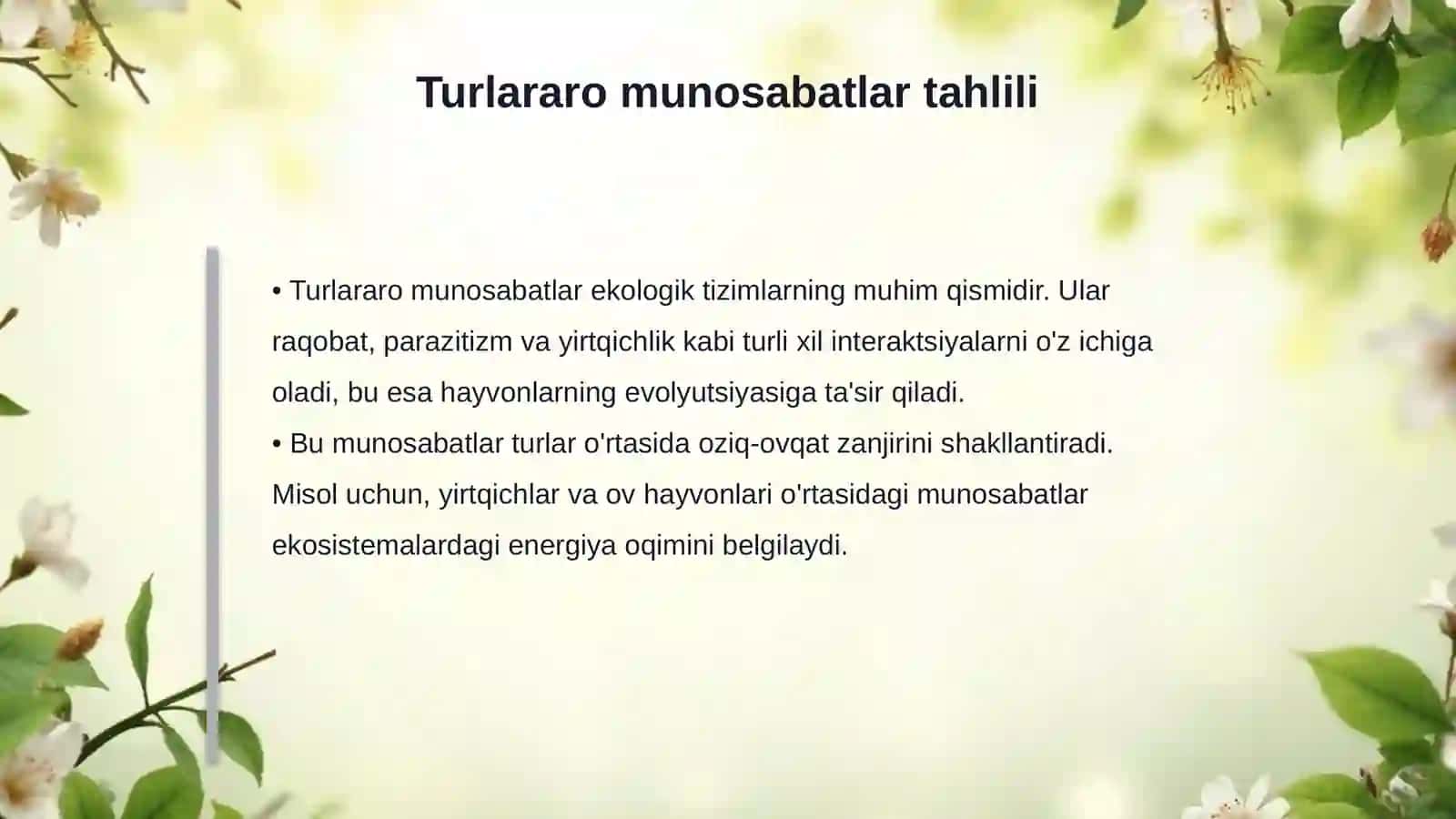 Hayvonlar jamoalarining oʻzaro munosabati. Turlararo munosabatlar va ularning etologiyasi 4