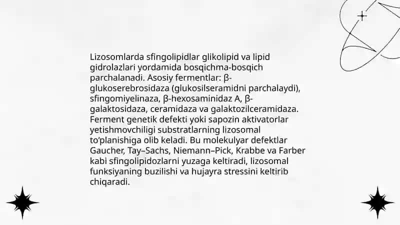 Sfingolipidoz kasalliklarining biokimyoviy mexanizmlari 4
