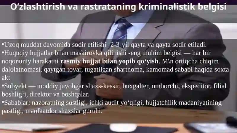 O'zlashtirish va rastrata qilish Tergov usuli 4
