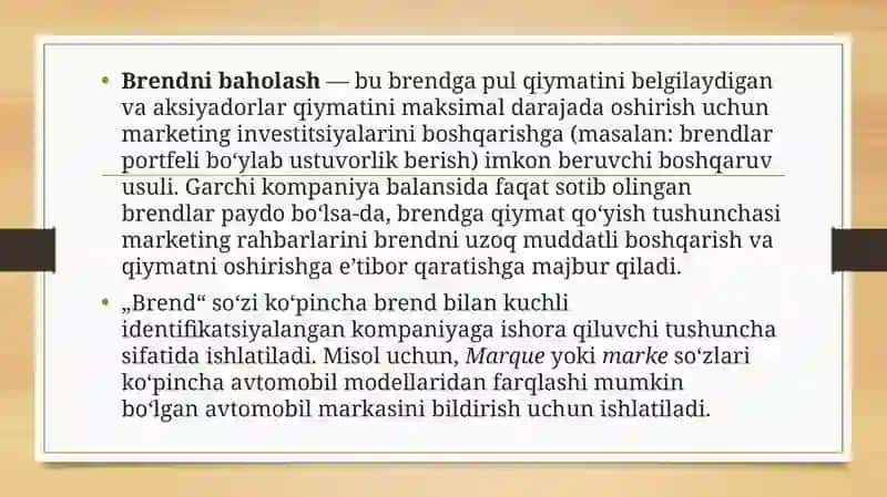 Brend haqida tushuncha va brendlarni tasniflashishi. 4