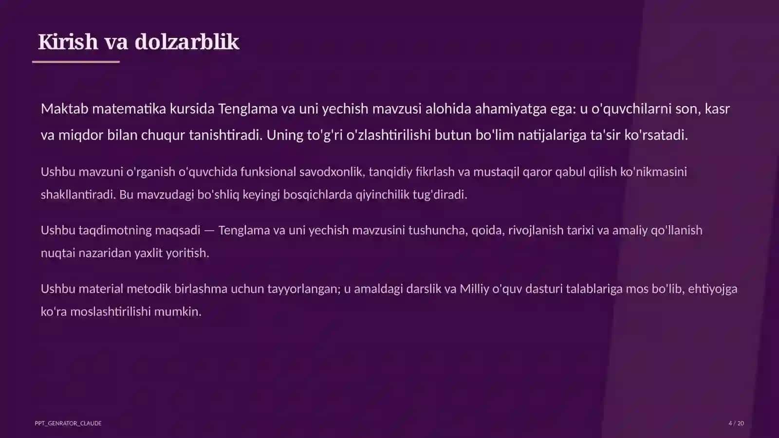 Tenglama va uni yechish (5-sinf) 4