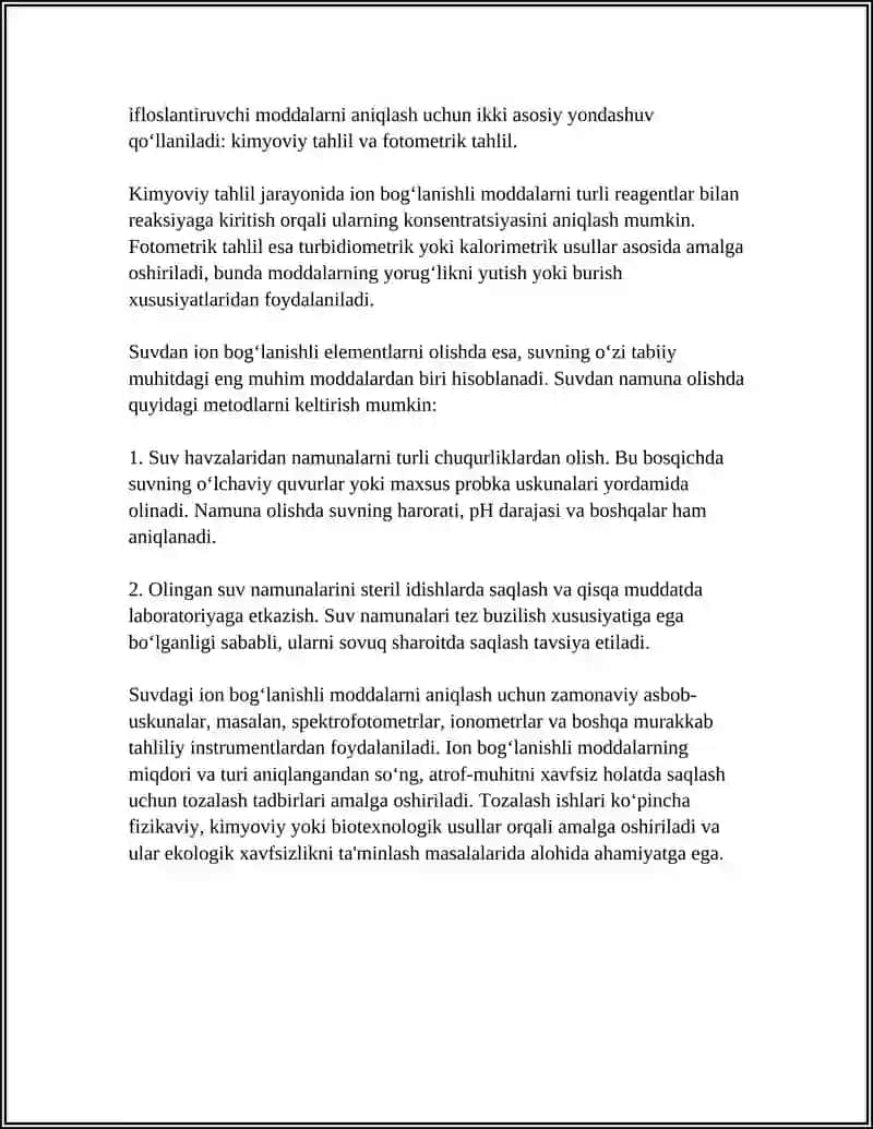 Tuproq va suvdan ion bog‘lanishli elementlarni namunaviy olish va namunalarni tayyorlash metodikasi 4