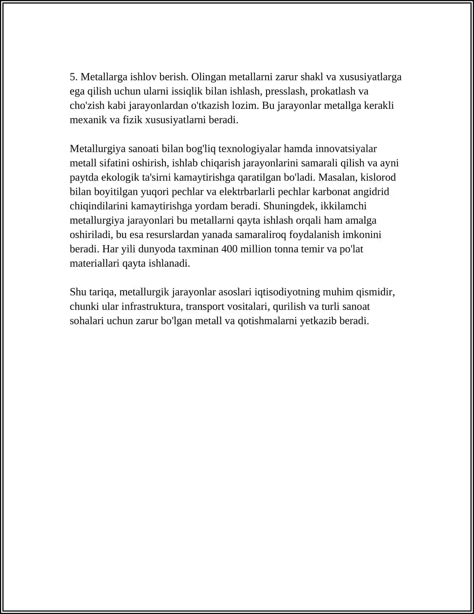 METALLURGIK JARAYONLAR 4