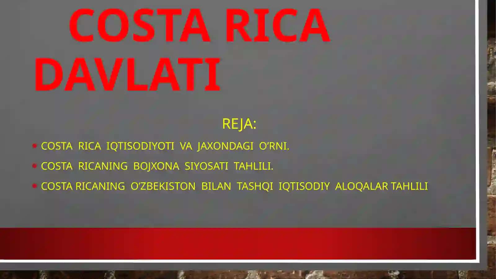Costarica davlatini iqtisodiyoti va axondagi o'rni 4
