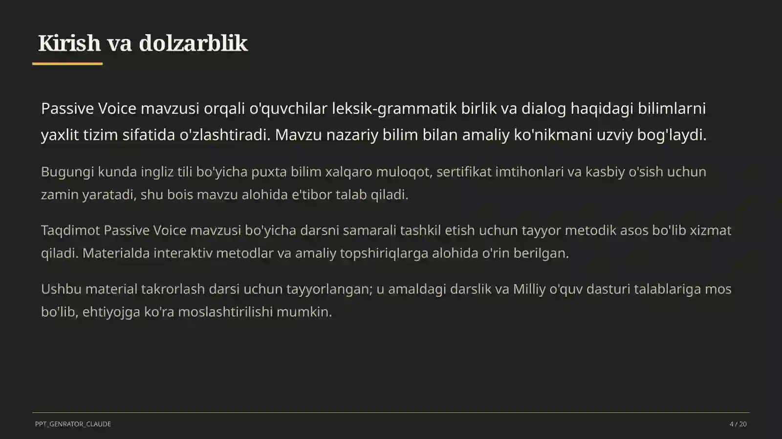 Passive Voice (9-sinf) 4