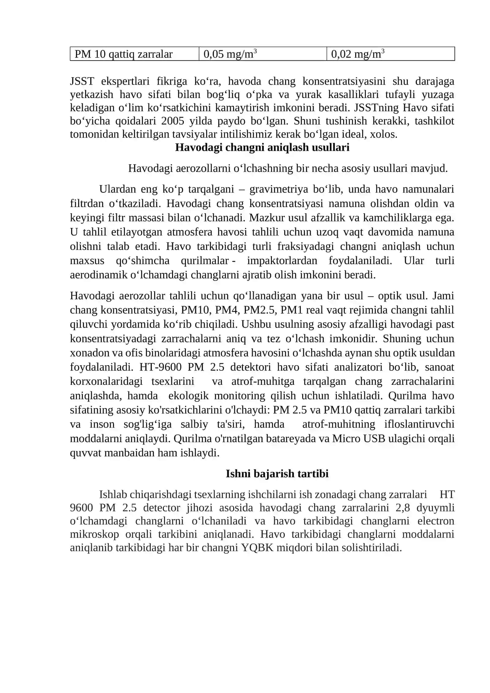 Ishlab chiqarish xonalari va ish joylaridagi havo tarkibida bo‘lgan chang miqdorini aniqlash. 4