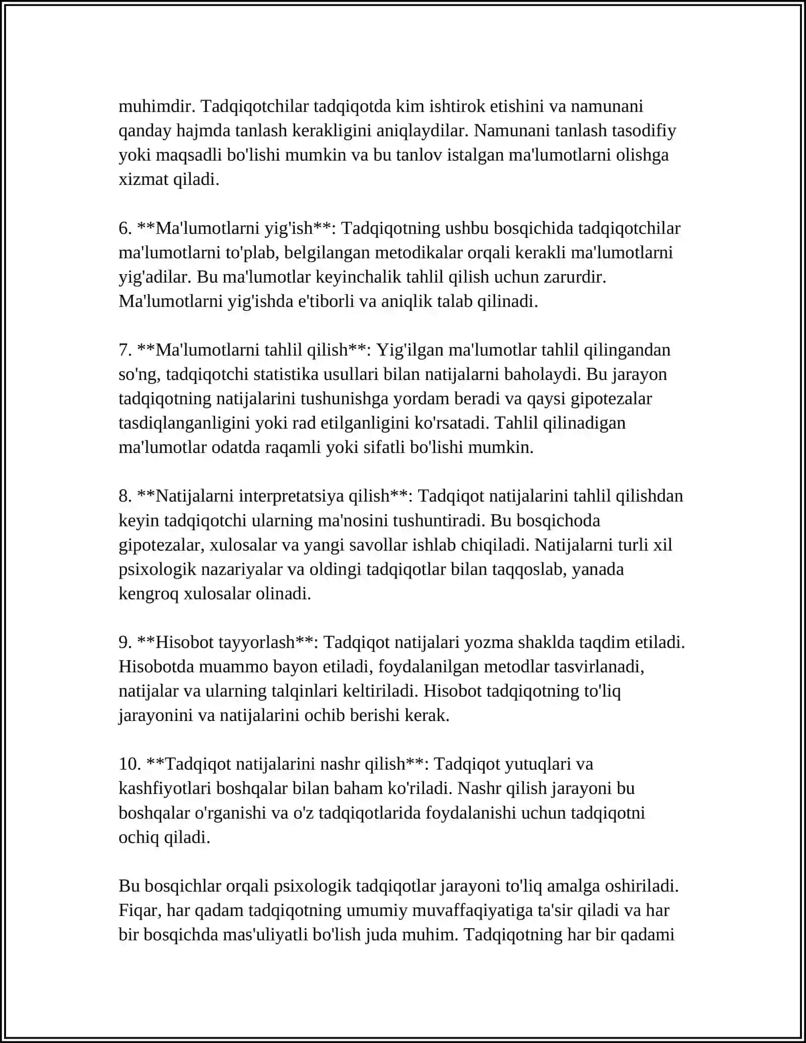 PSIHALOGIYANING ILMIY TADQIQOT METODLARI VA ULARNI AMALYOTGA TADBIQ ETISH 4