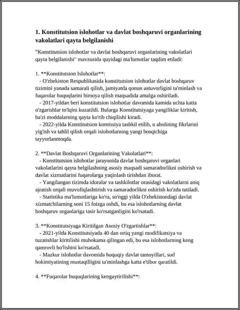 MUSTAQILLIK YILLARIDA DAVLAT BOSHQARUVI TIZIMIDA AMALGA OSHIRILGAN ISLOHOTLAR 4