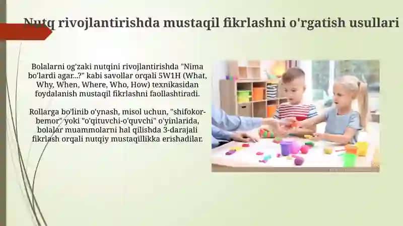 Bolalarni nutq o'stirish mashg'ulotlarida mustaqil fikrlashga o'rgatish metodikasi 4