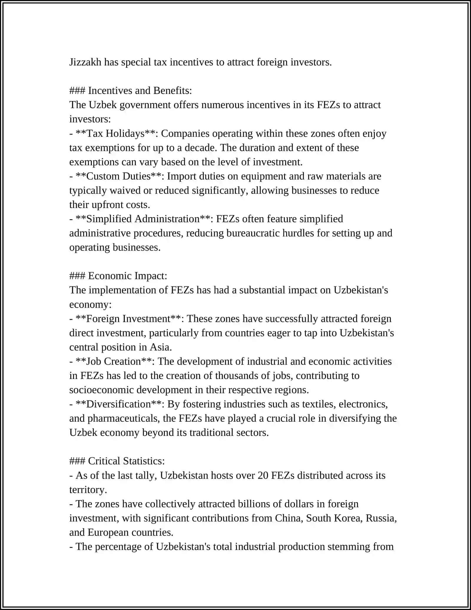 Introduction to Free Economic Zones (FEZs) in Uzbekistan 4