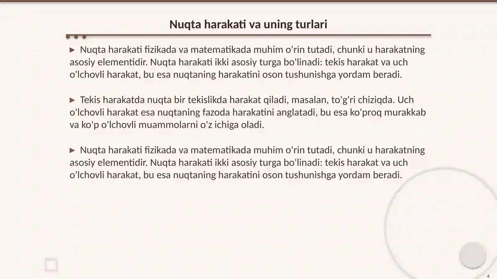 Markaziy simmetrik maydonda nuqta harakat 4