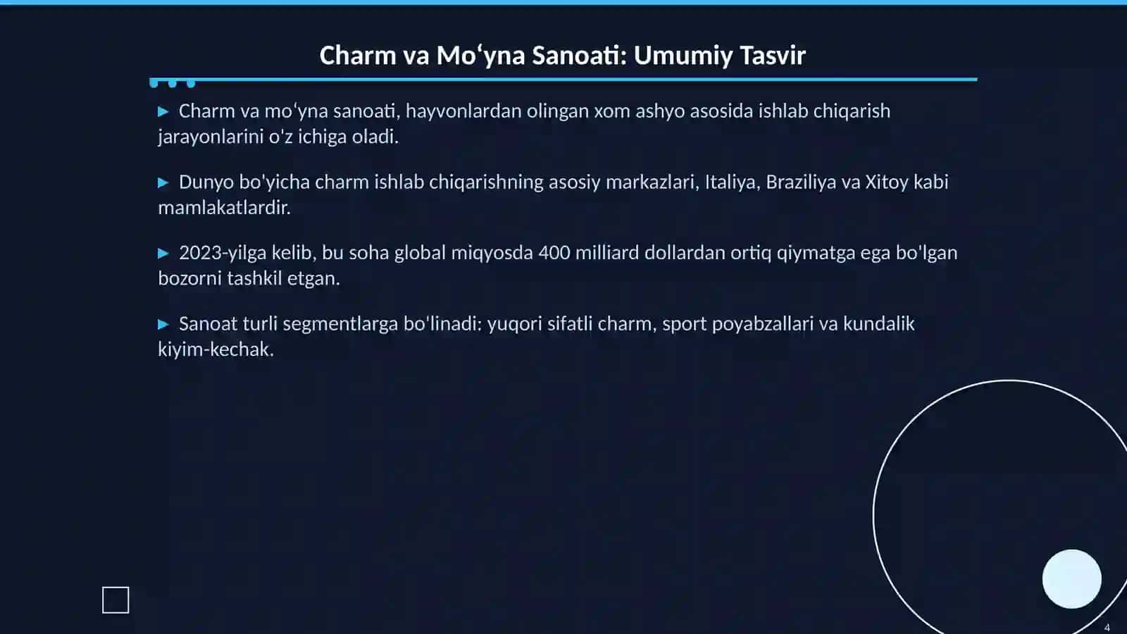 Charm va Moʻyna Ishlab Chiqarish Korxonalarini Umumiy Tavsifi 4
