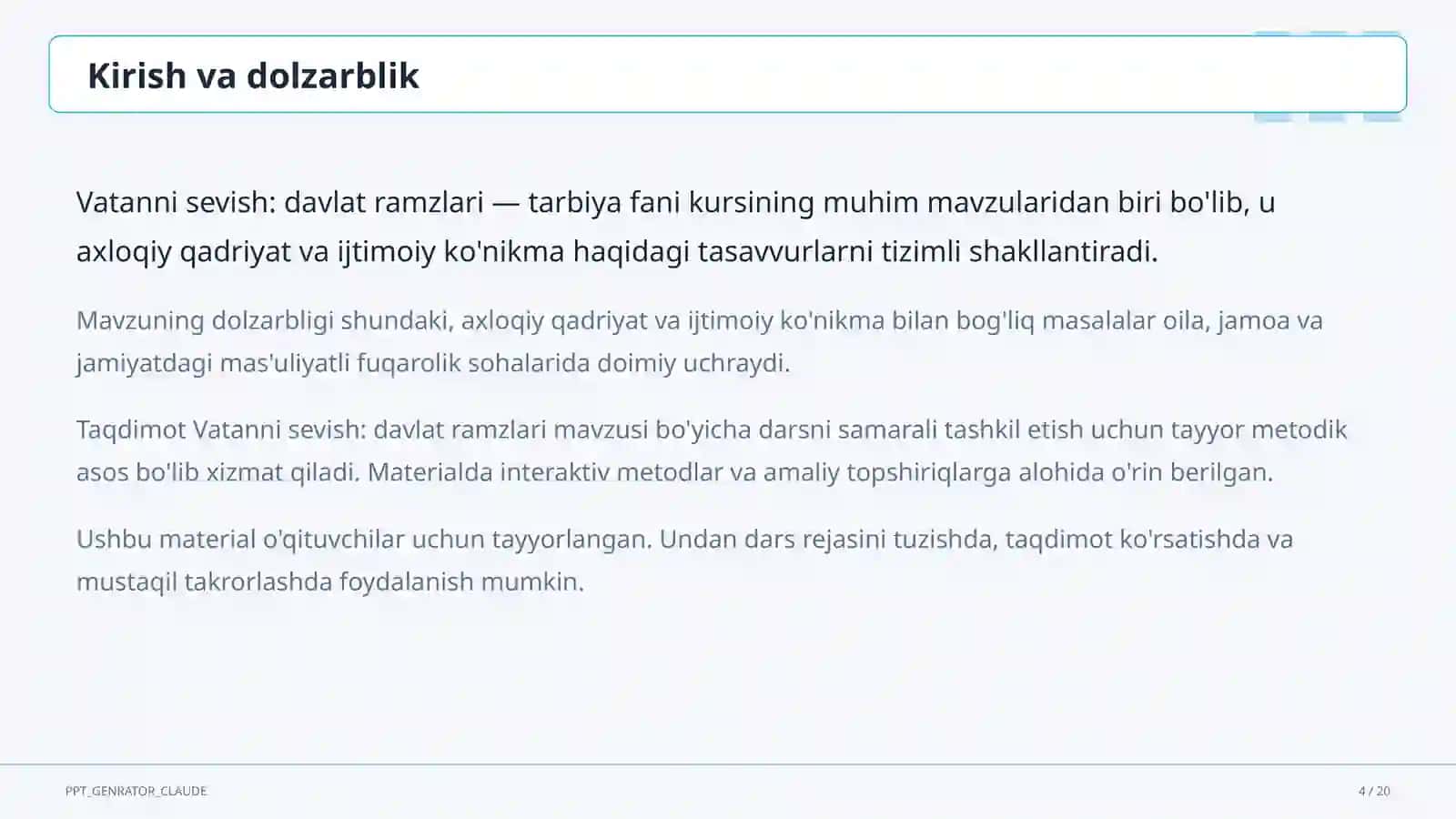 Vatanni sevish: davlat ramzlari (3-sinf) 4