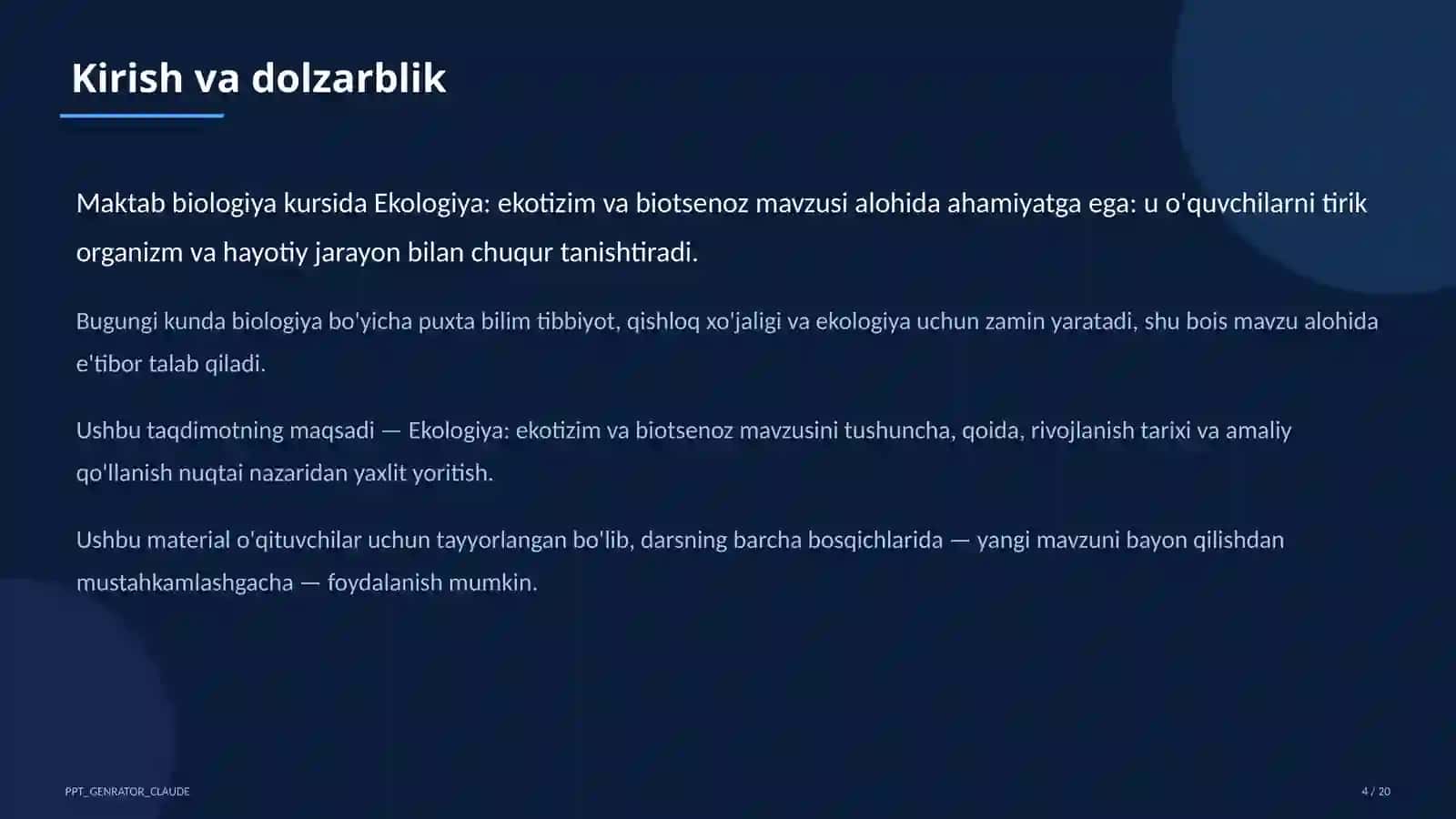 Ekologiya: ekotizim va biotsenoz (10-sinf) 4