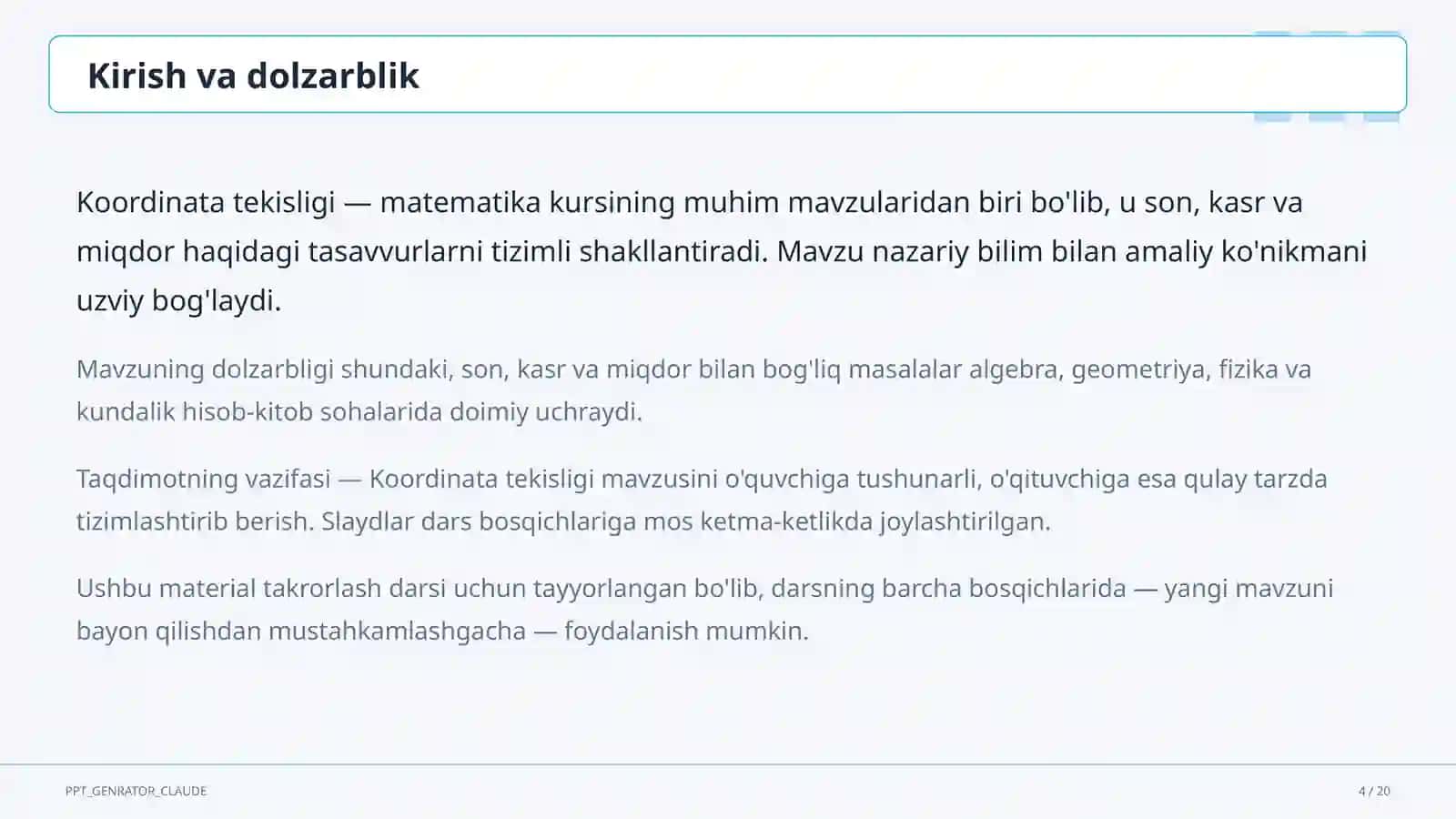Koordinata tekisligi (6-sinf) 4