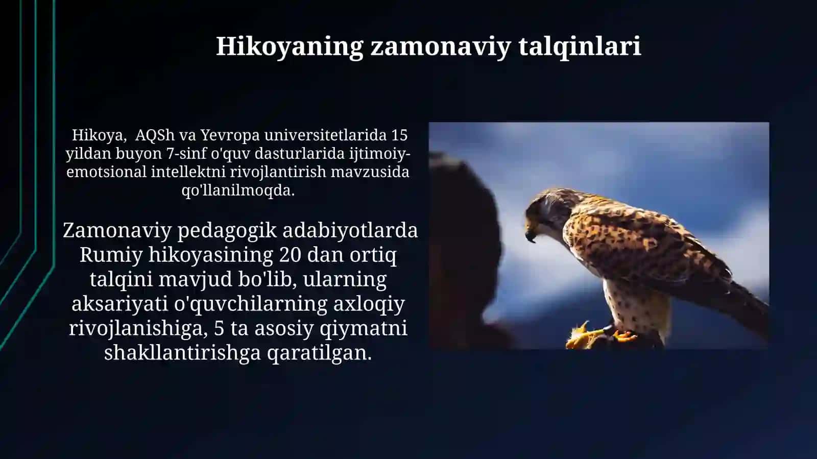 Jaloliddin Rumiyning ''Ovchi va Lochin'' rivoyatining tarbiyaviy ahamiyati 4