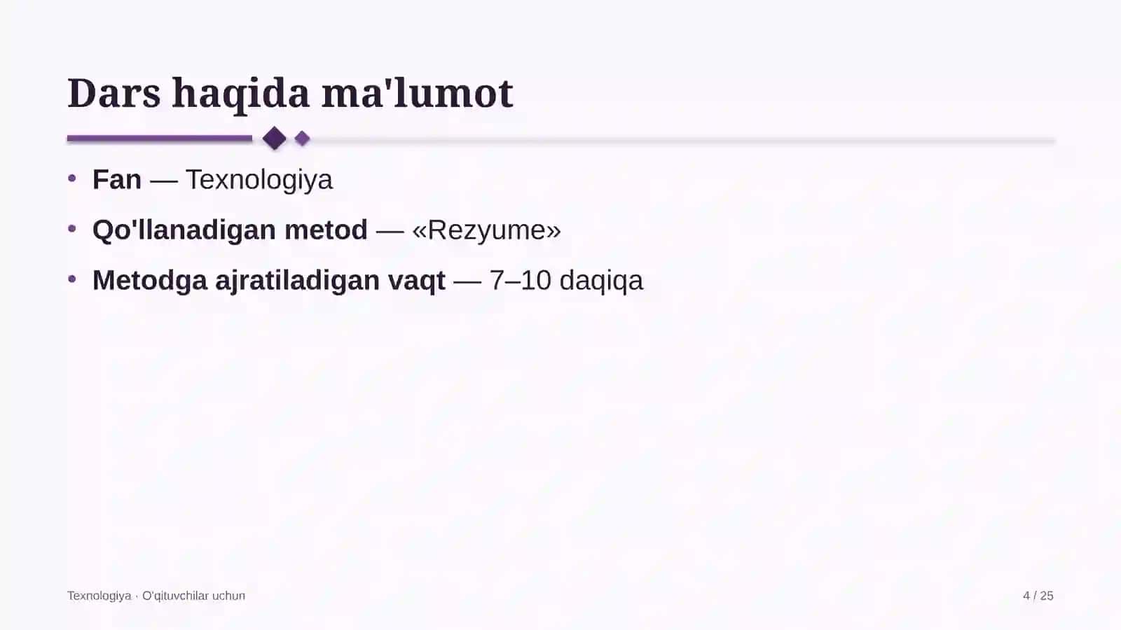 texnologiya darslarida rezyume metodidan foydalanish 9350 4