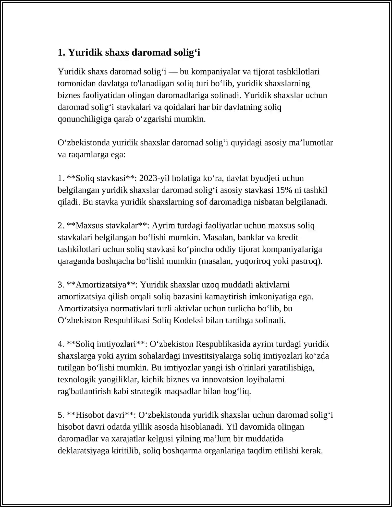 YURIDIK SHAXSLARDAN UNDIRILADIGAN SOLIQLAR VA YIG'IMLARNING TARKIBI 4