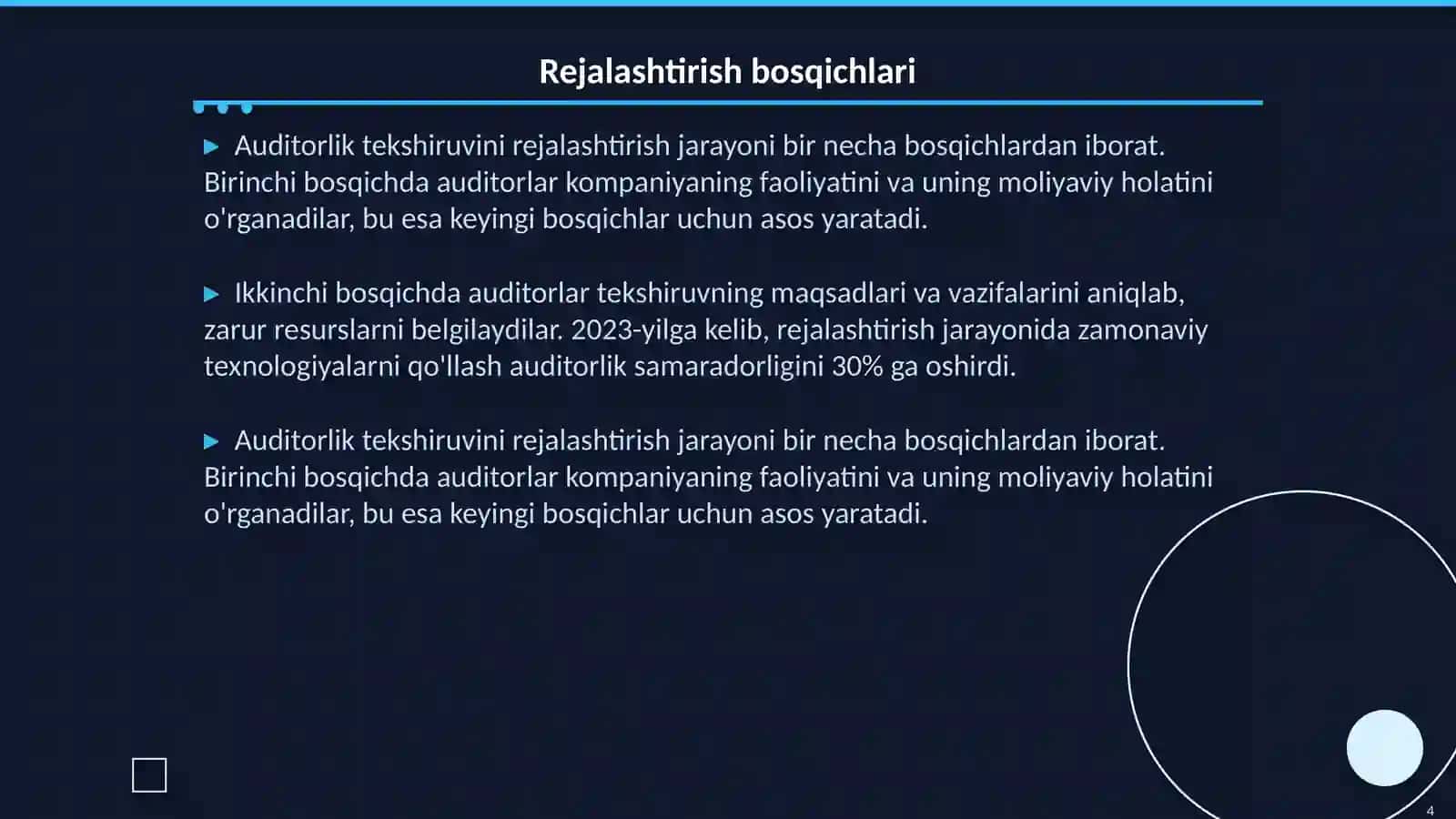 Auditorlik tekshiruvini rejalashtirish 4