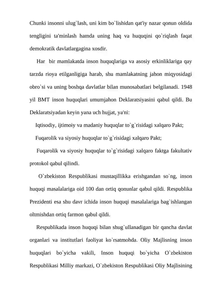 Inson Huquqlari va Erkinliklari 4