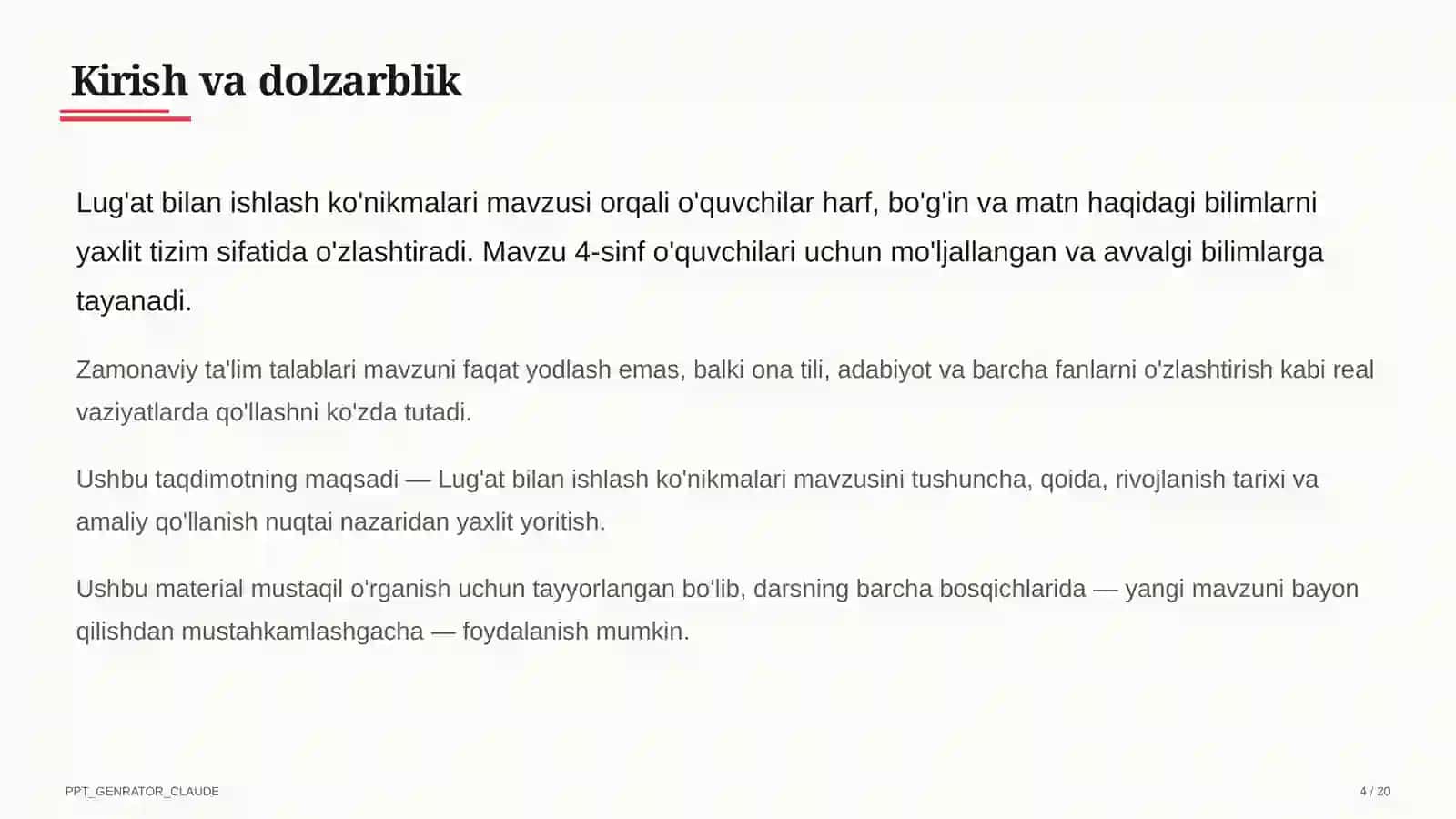 Lug'at bilan ishlash ko'nikmalari (4-sinf) 4