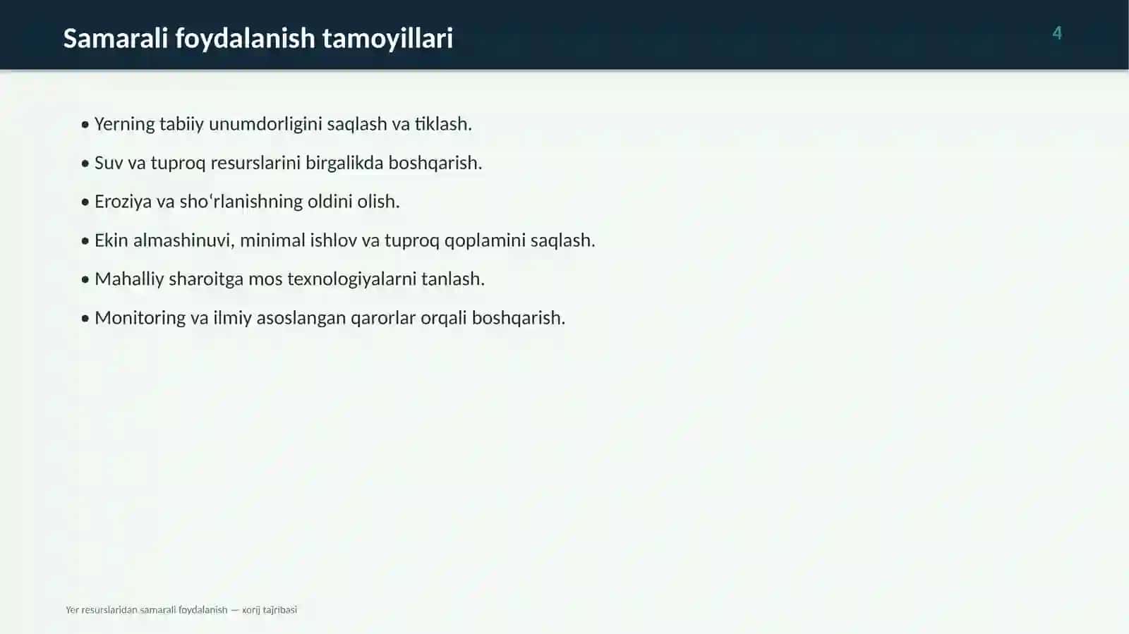 Yer Resurslaridan Samarali Foydalanish 4