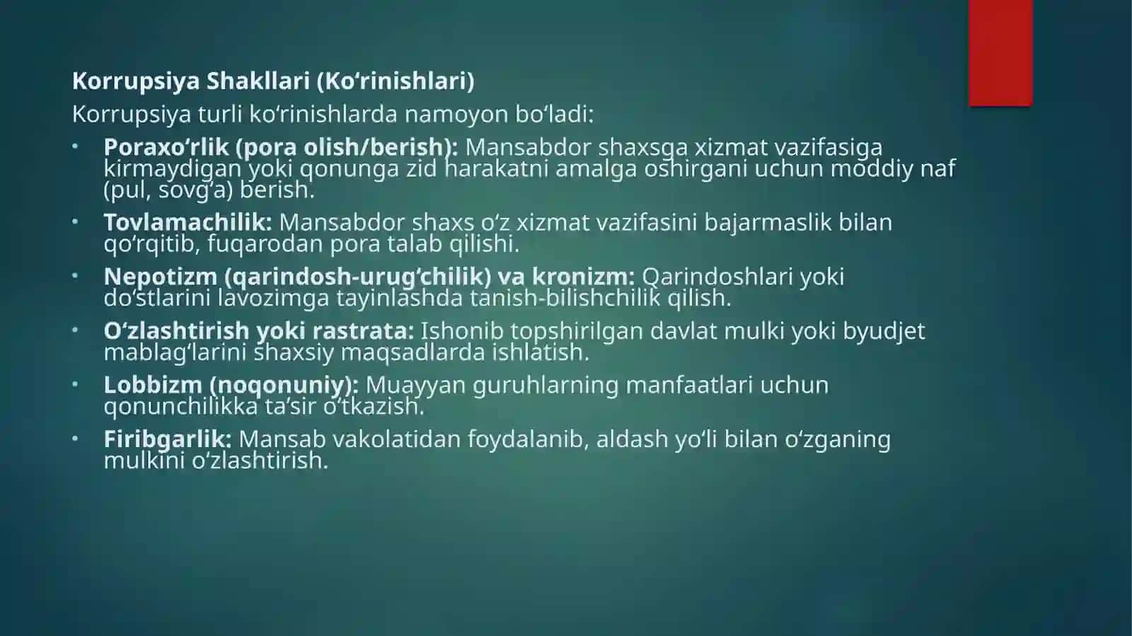 Korrupsiyaning Turlari 4