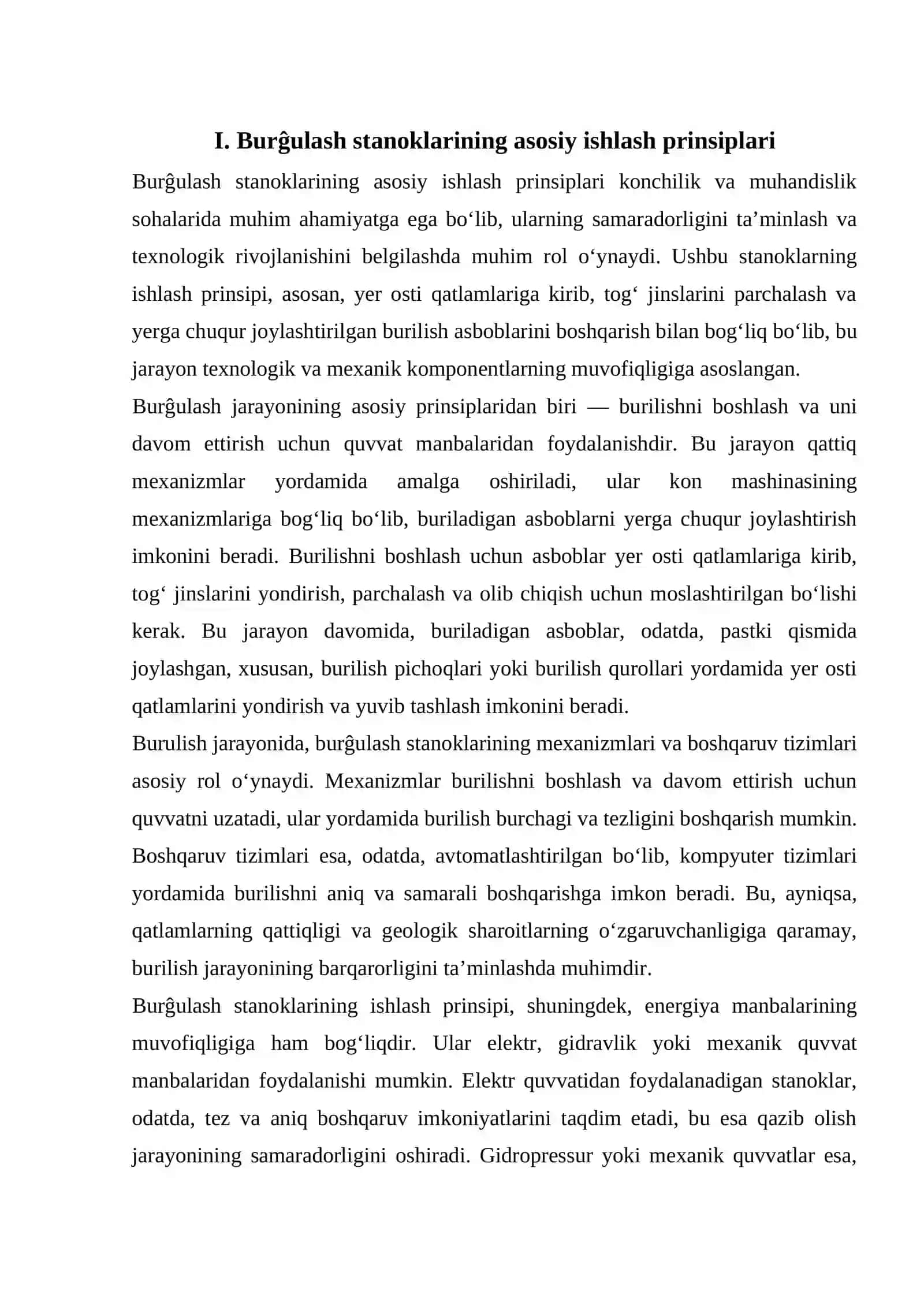 Ochiq usulda qazib olishda qo`llaniladigan burg`ulash stanoklari 4