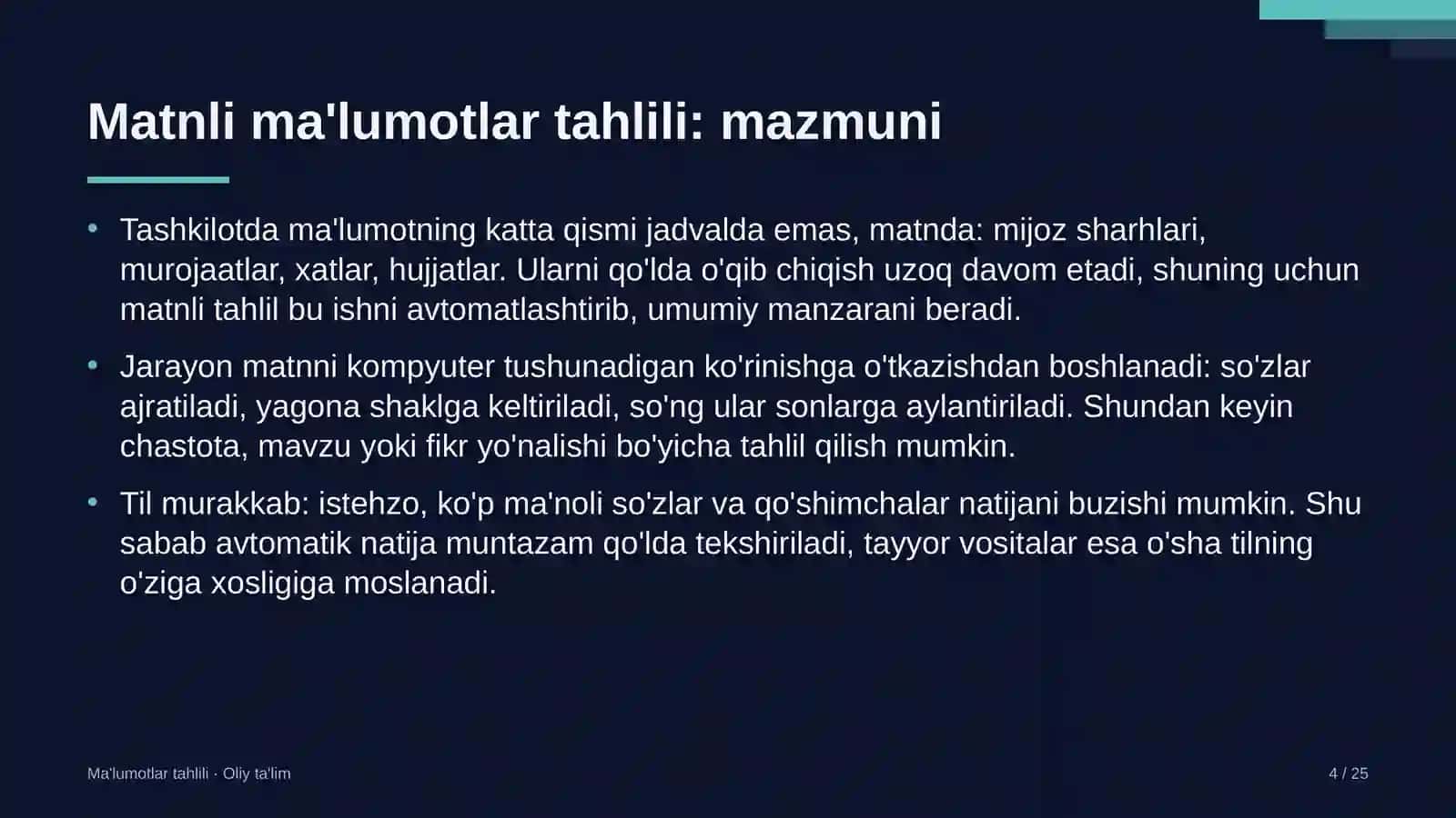 axborot texnologiyalari sohasida matnli ma'lumotlarni tahlil qilish 4895 4