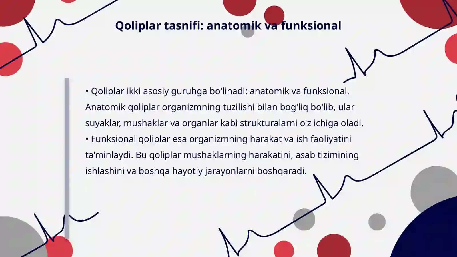 Qoliplar va ularning tasnifi. Anatomik va funksional qoliplar 4